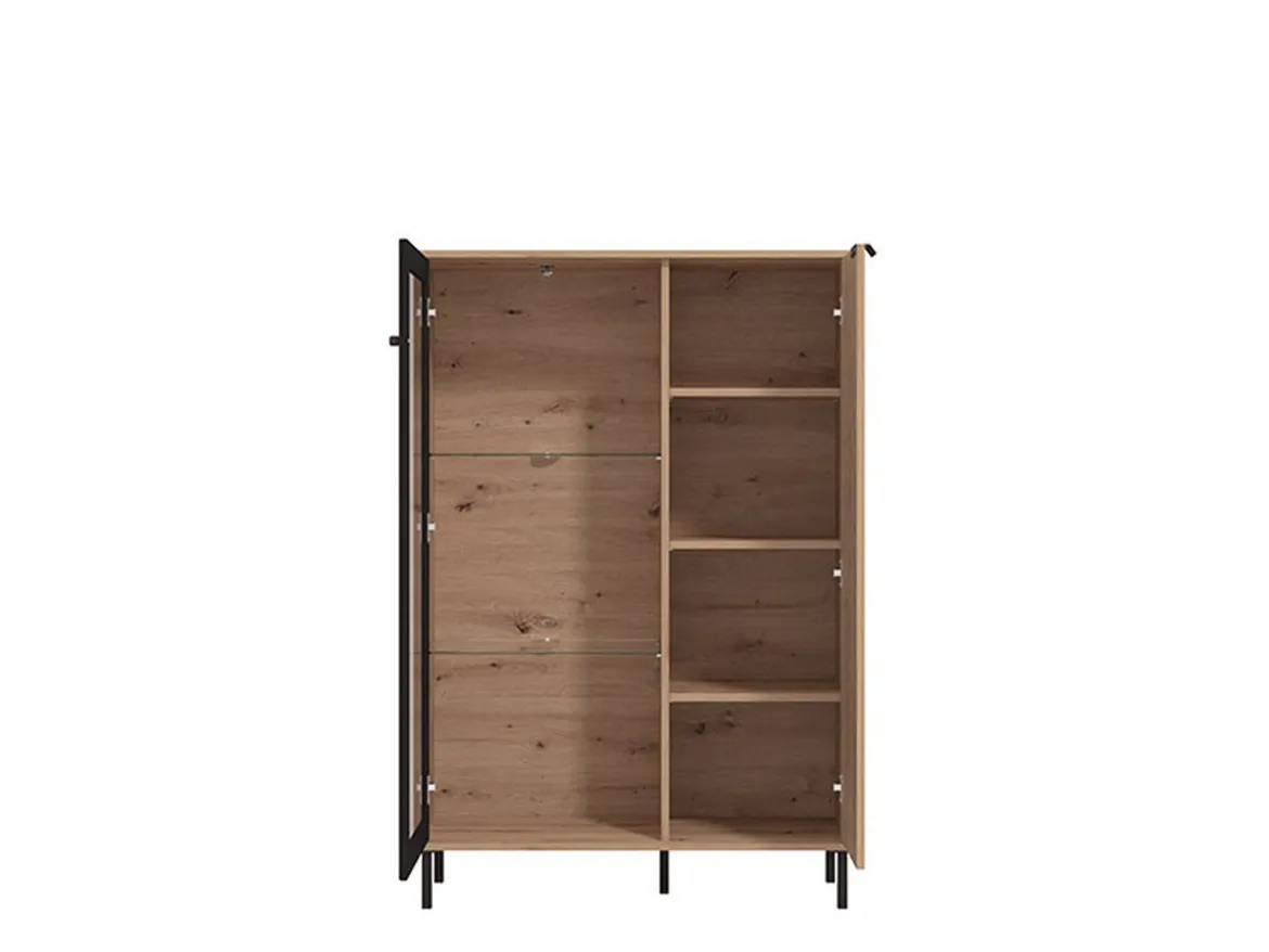 Vetrina Marrone Rovere Nodi Nero 6 Ripiani 2 Ante 90x40x149h cm, con Piedini - Lafasoli
