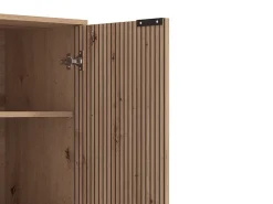 Vetrina Marrone Rovere Nodi Nero 5 Ripiani Apertura Battente 93x40x137.5h cm, 2 Ante - Elva
