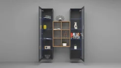 Vetrina Nero Antracite 14 Ripiani Apertura Battente 40x30x180h cm, 2 Ante - Marea