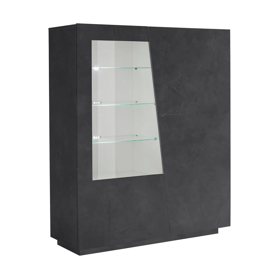 Vetrina Nero Antracite 7 Ripiani 9 Vani 120x43x146h cm, 2 Ante - Montano