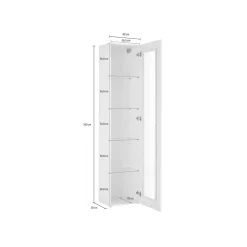 Vetrina stretta 40x30x180h cm bianca lucida - Aristotele
