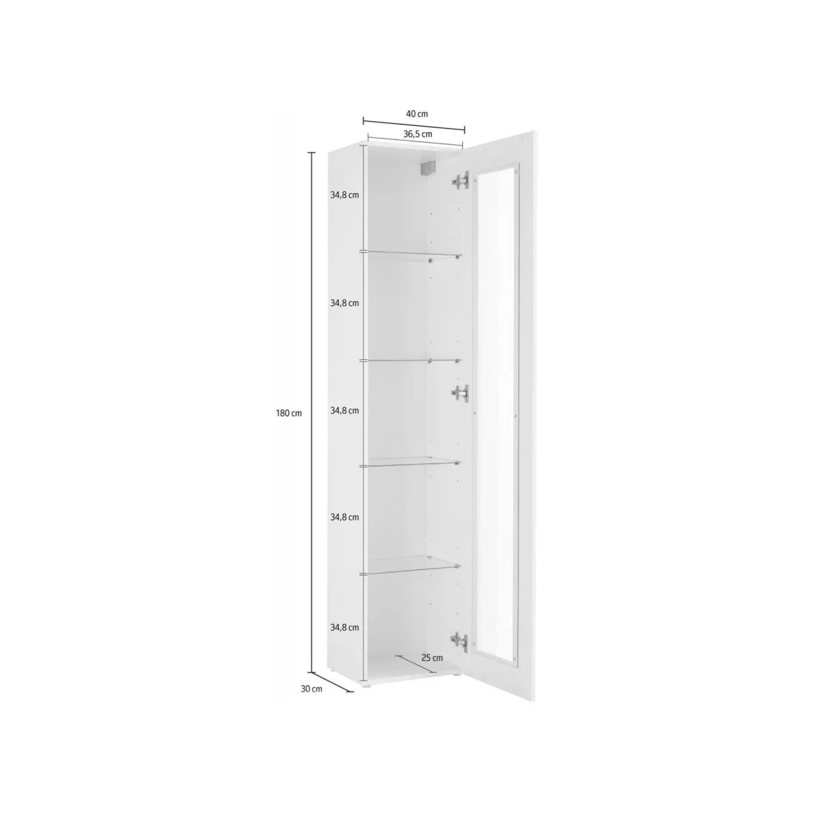 Vetrina stretta 40x30x180h cm bianca lucida - Aristotele