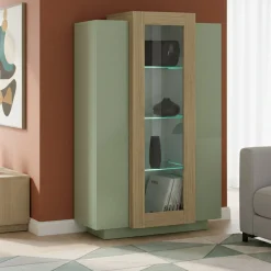 Vetrina Verde 7 Ripiani 10 Vani 80x38x120.5h cm, 3 Ante - Severino