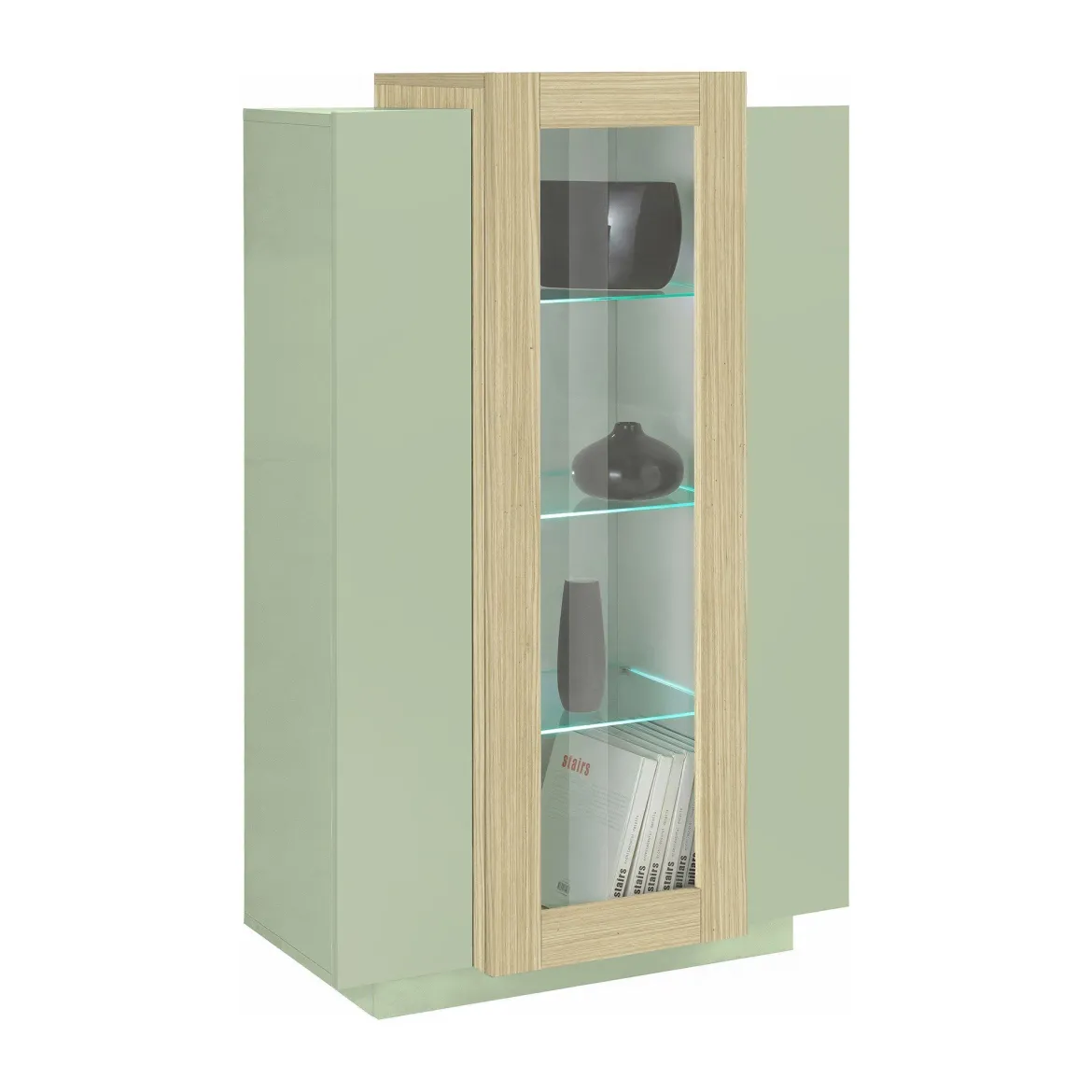 Vetrina Verde 7 Ripiani 10 Vani 80x38x120.5h cm, 3 Ante - Severino