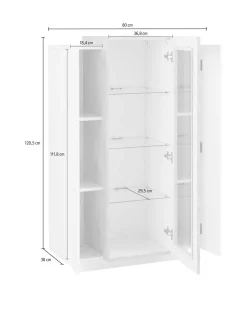 Vetrina Verde 7 Ripiani 10 Vani 80x38x120.5h cm, 3 Ante - Severino