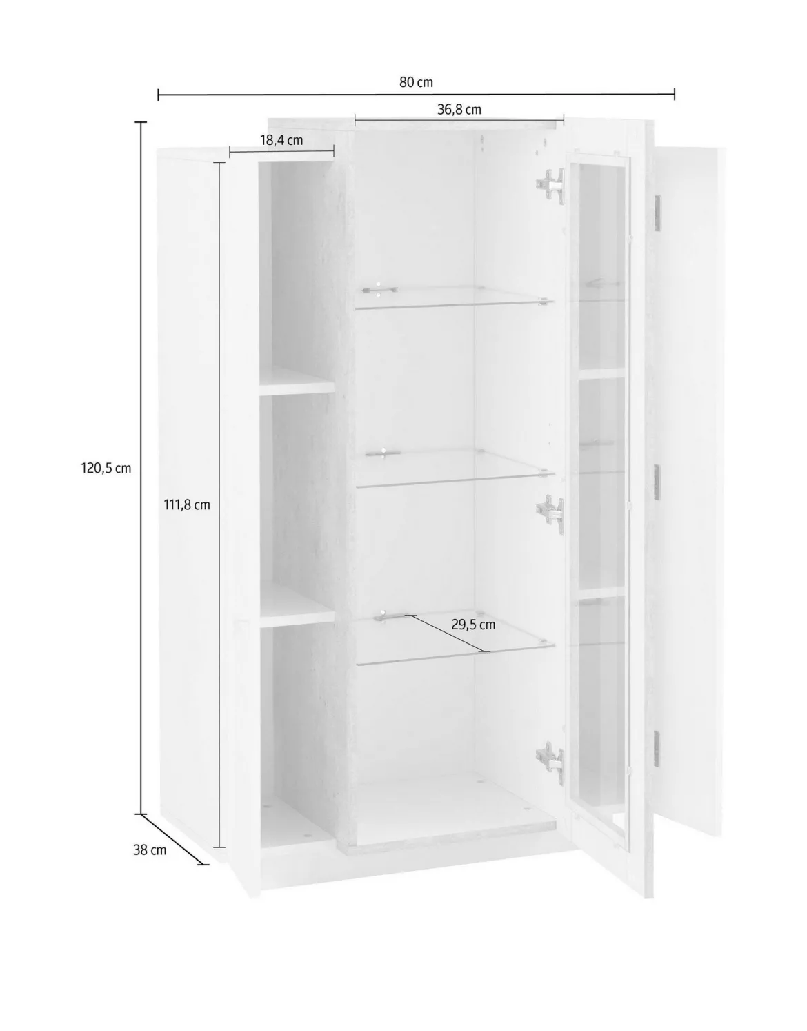 Vetrina Verde 7 Ripiani 10 Vani 80x38x120.5h cm, 3 Ante - Severino