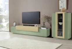 Vetrina Verde 7 Ripiani 10 Vani 80x38x120.5h cm, 3 Ante - Severino