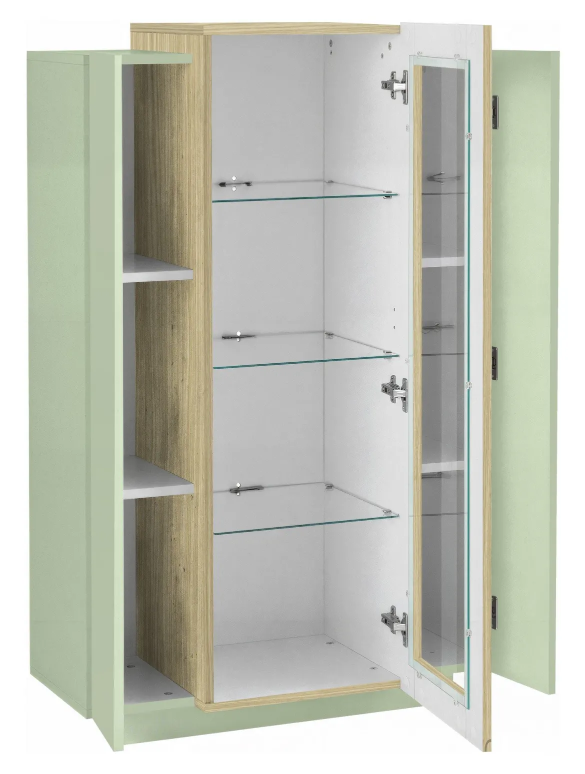 Vetrina Verde 7 Ripiani 10 Vani 80x38x120.5h cm, 3 Ante - Severino