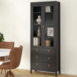 Vetrina vintage sala da pranzo 2 ante 78x32x199h cm nera - Lazio